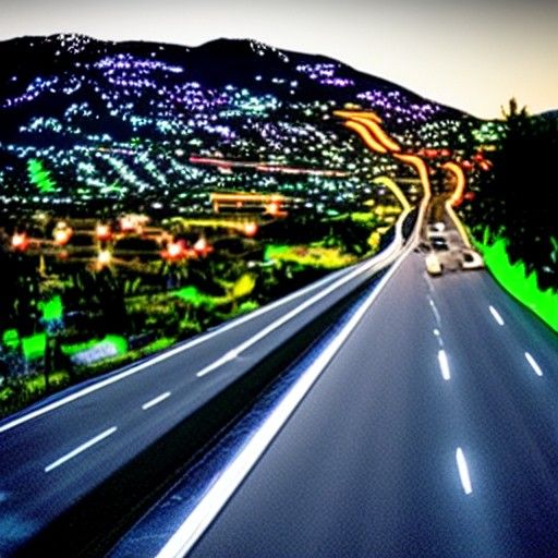 Synthwave Neon: Highway Tail Lights at Night