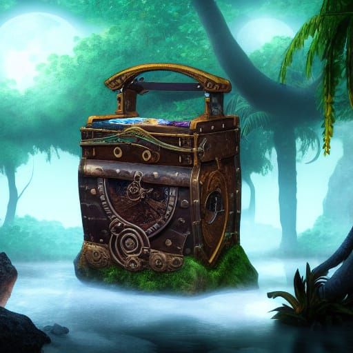 Steampunk Pirate Treasure in Jungle Cave