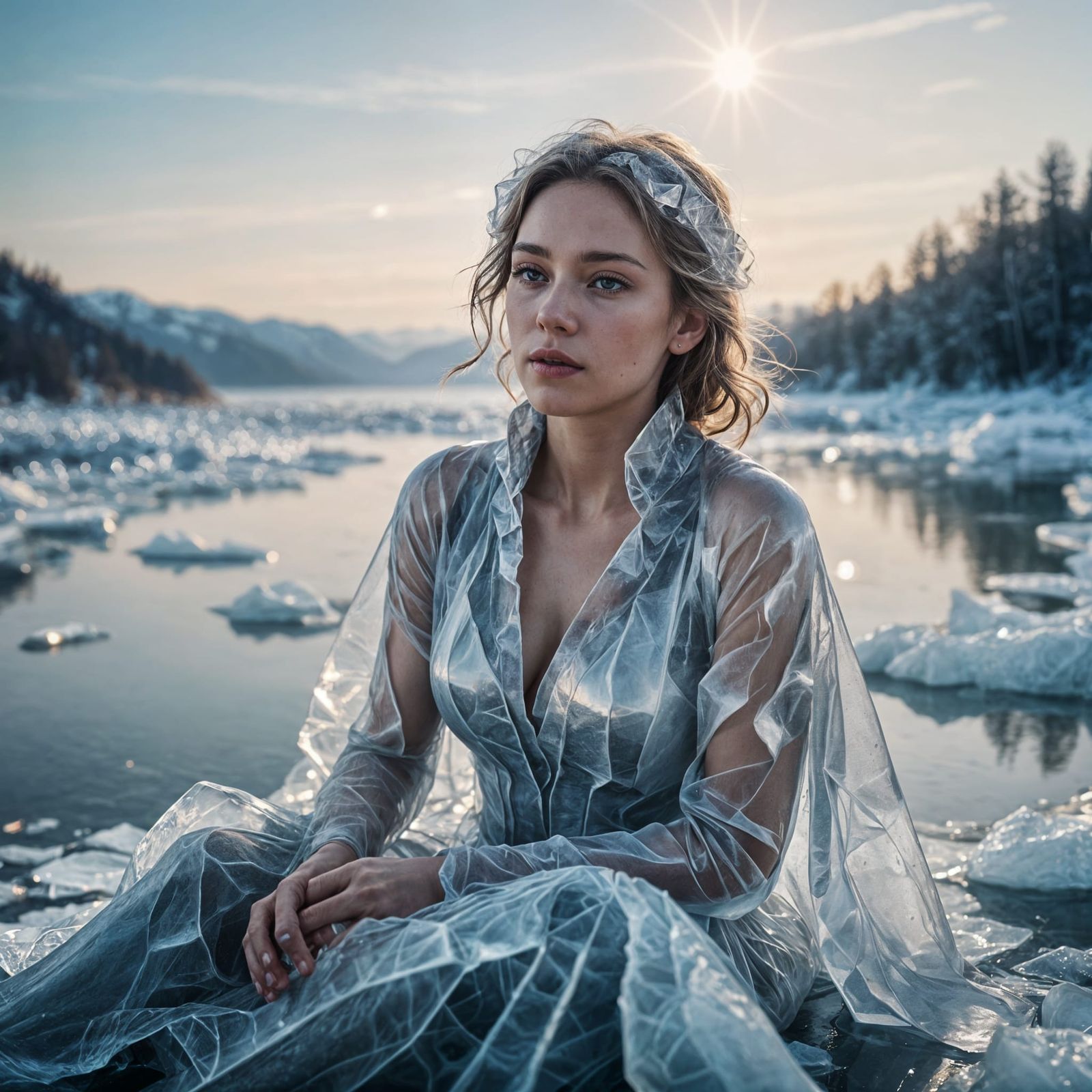 Ethereal Ice Woman: A Study in Transparency