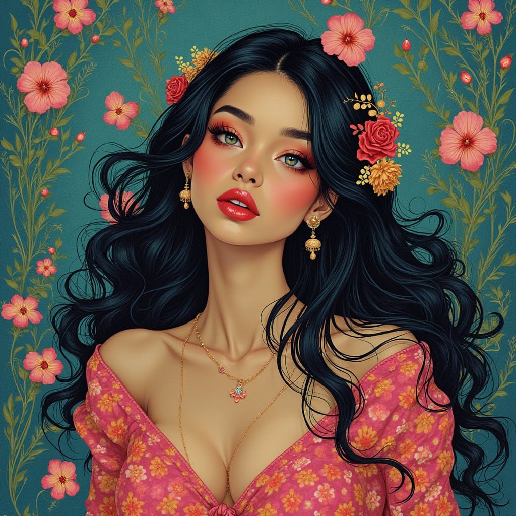 Ethereal Pop Surrealist Beauty in Vibrant Whimsy
