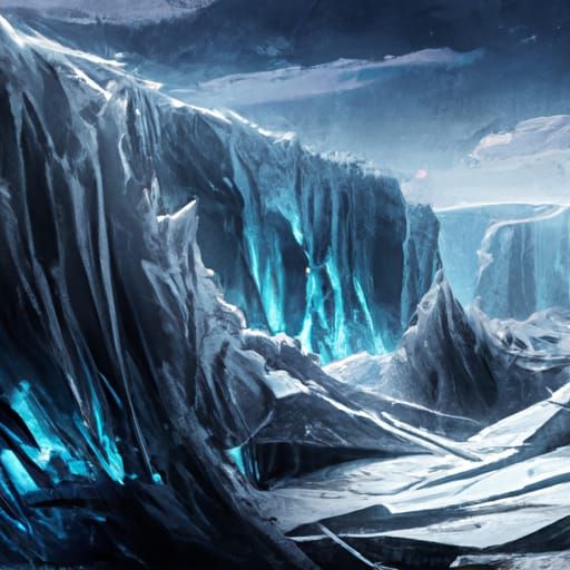 Epic Ice Landscape in Digital Matte Painting Style