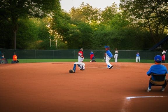 Children Play Baseball in Sunny Park: Natural Bokeh