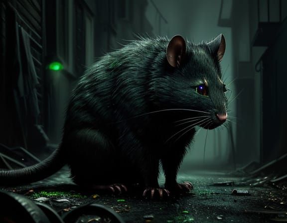 Eerie Rat Feast in Dark Surrealism