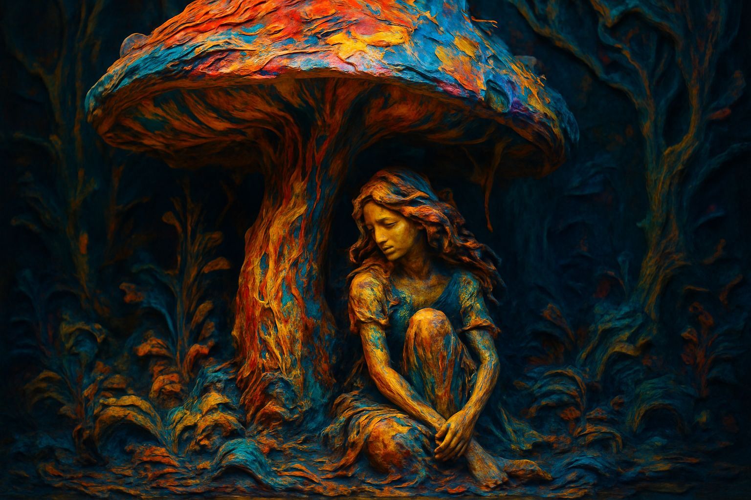 Surreal Paint Sculpture in Magical Woods