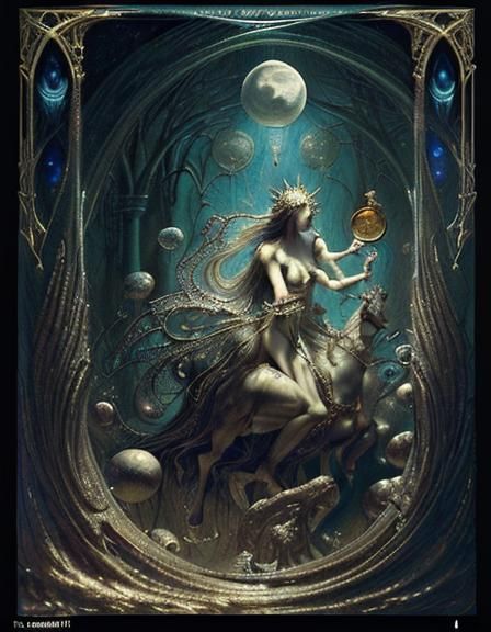 Surreal Moon Tarot Card in Dreamlike Magical Realism