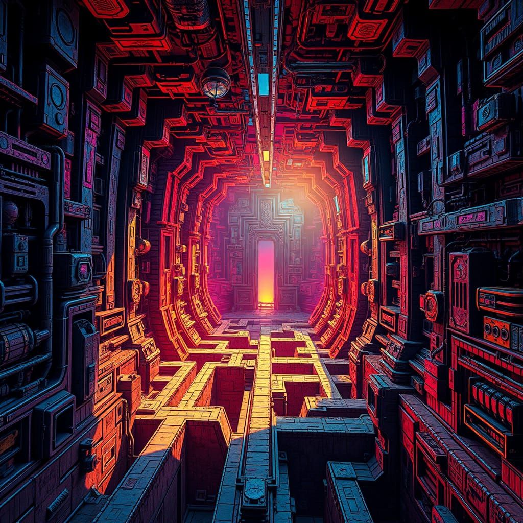 Surreal Futuristic Labyrinth Unveils Mysterious World