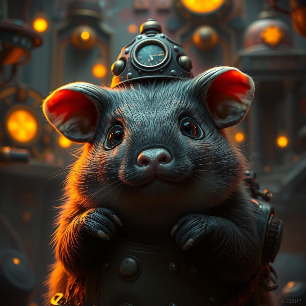Cute Hamster Confronts a Dark Steam Punk Realm