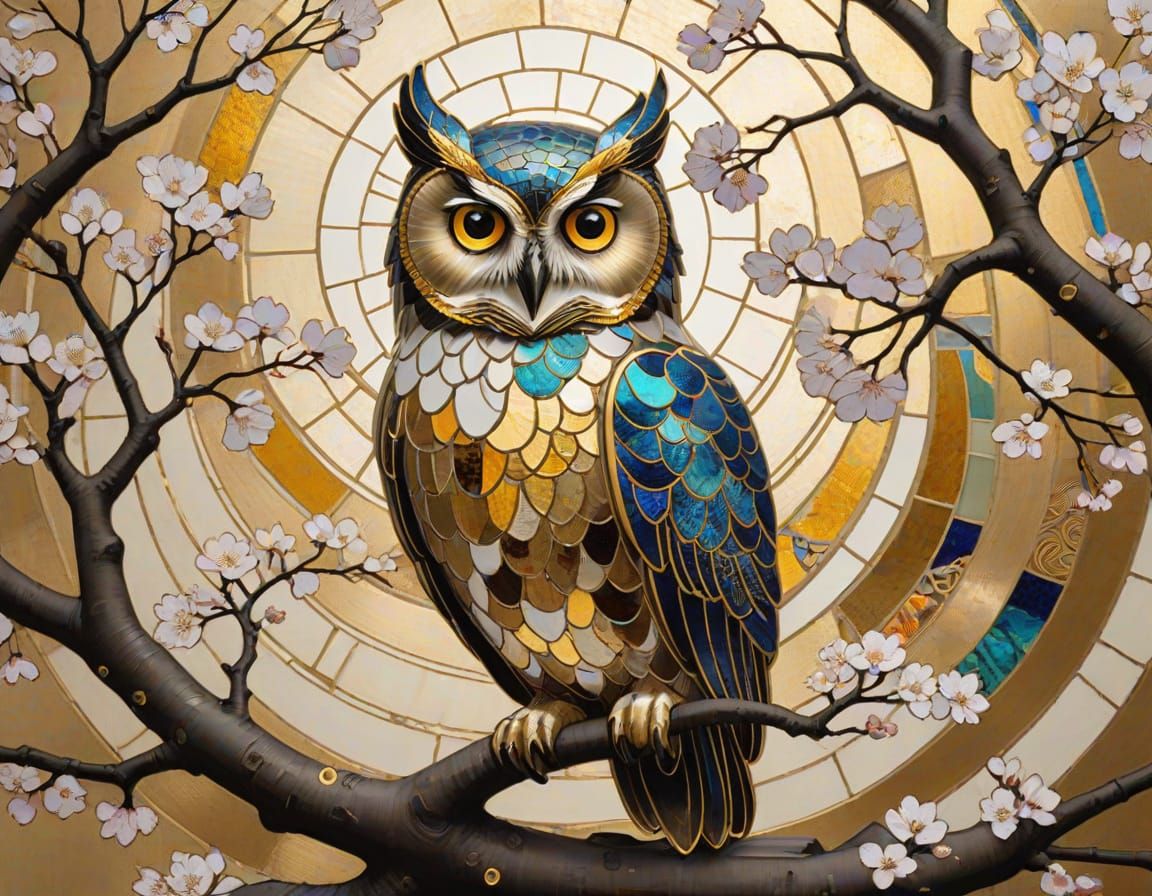 Kintsugi Vase with Stained Glass in Klimt Style