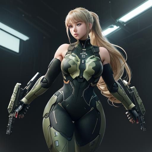 Motoko,Dual wield TMP,assault suit BDU, hangar background, GITS-SAC…