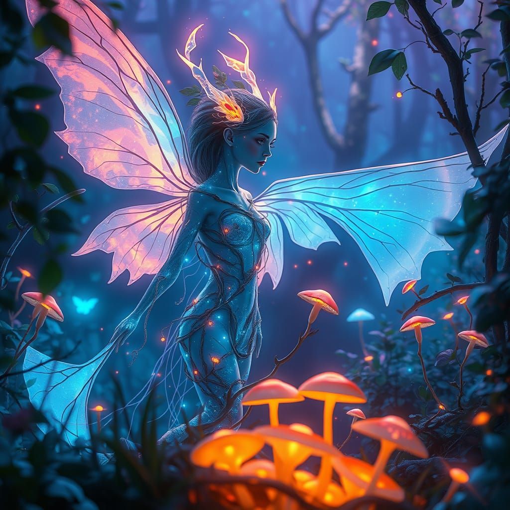 Cyberpunk Music Album Cover with Iridescent Creature and And...