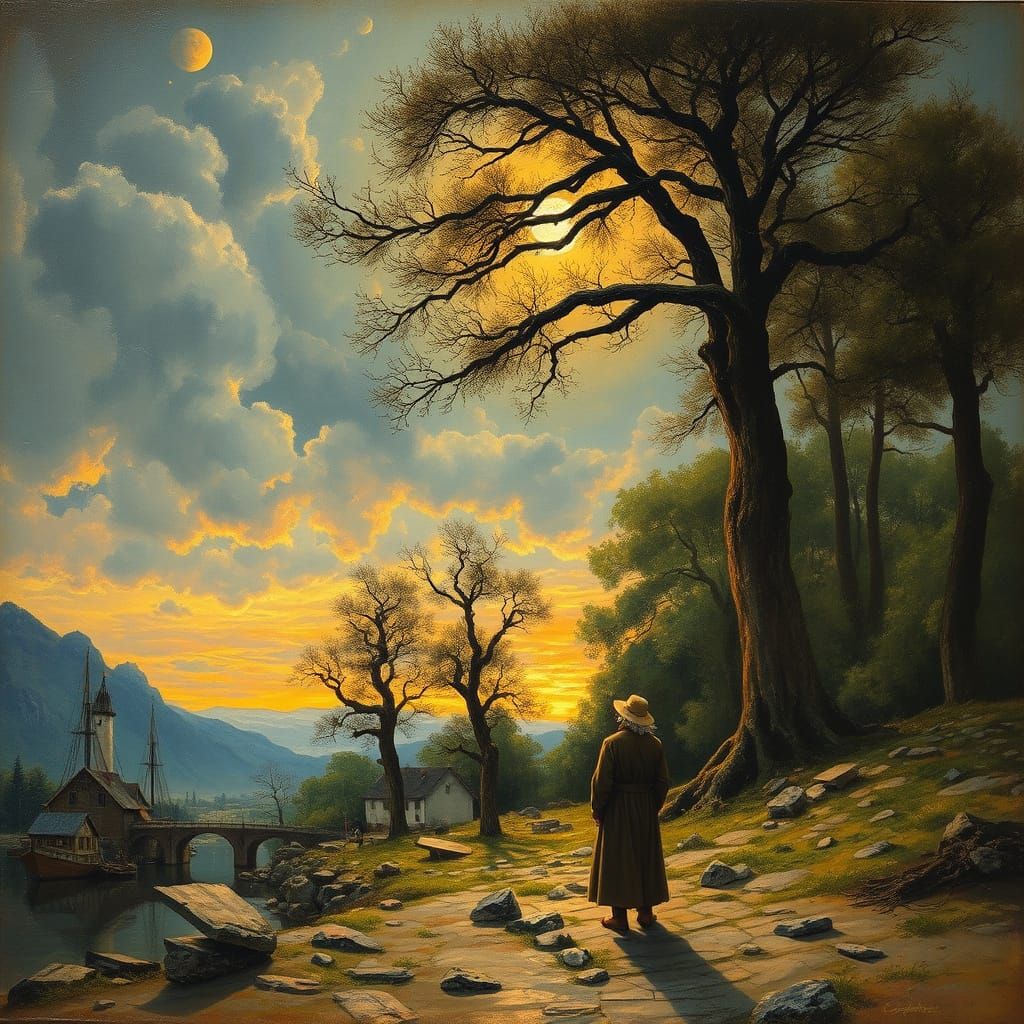 Dreamlike Landscape Inspired by Romantic and Fantasy Art