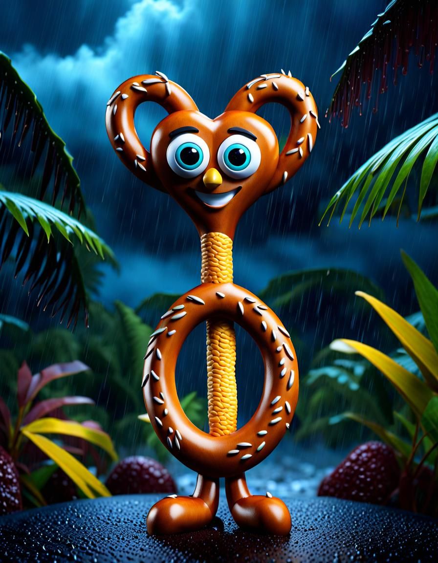 Pretzel Toy Character in Dark Tropical Fantasy