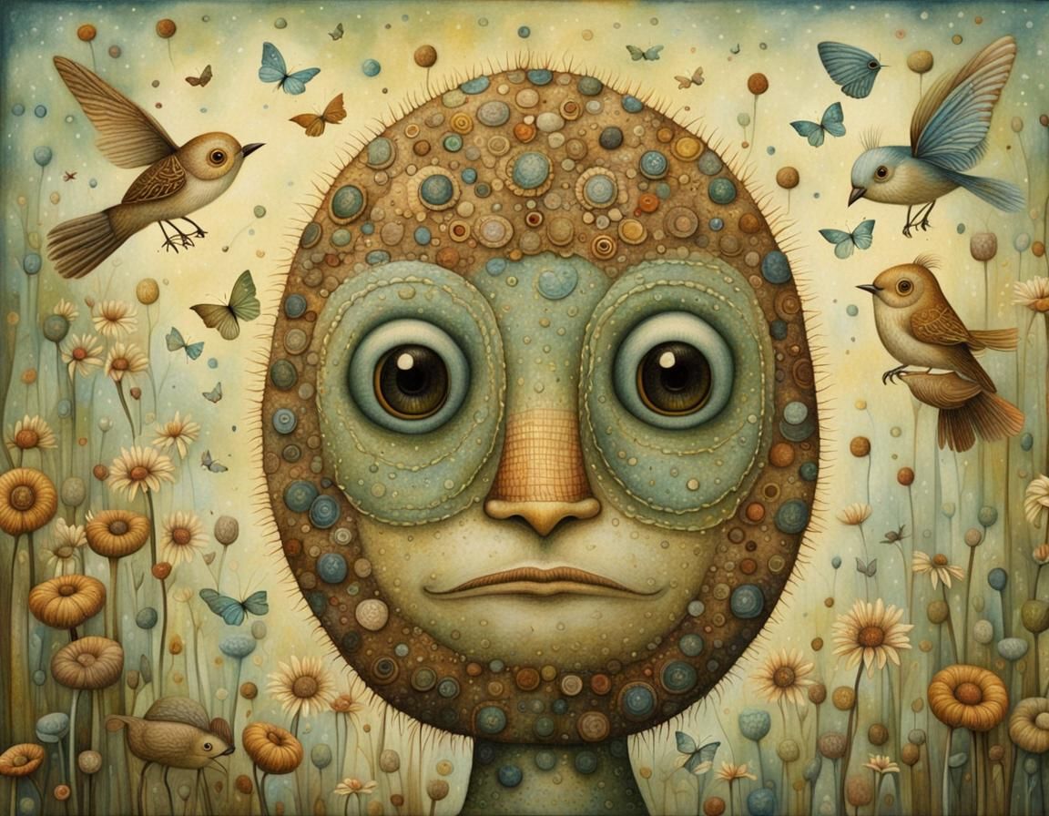 Surreal Portrait in Mixed Artistic Styles