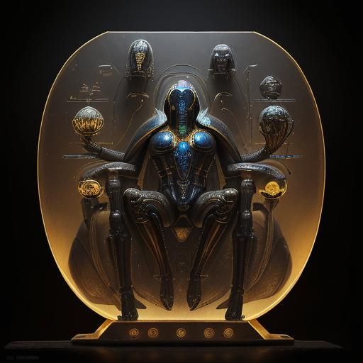 Cyberpunk Scarab Beetle in Ancient Egyptian Style