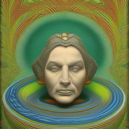 Female Sphinx in Psychedelic Hyper-Realism Style