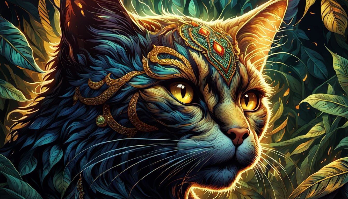 Voodoo Cat Queen in Comic Book Art Style