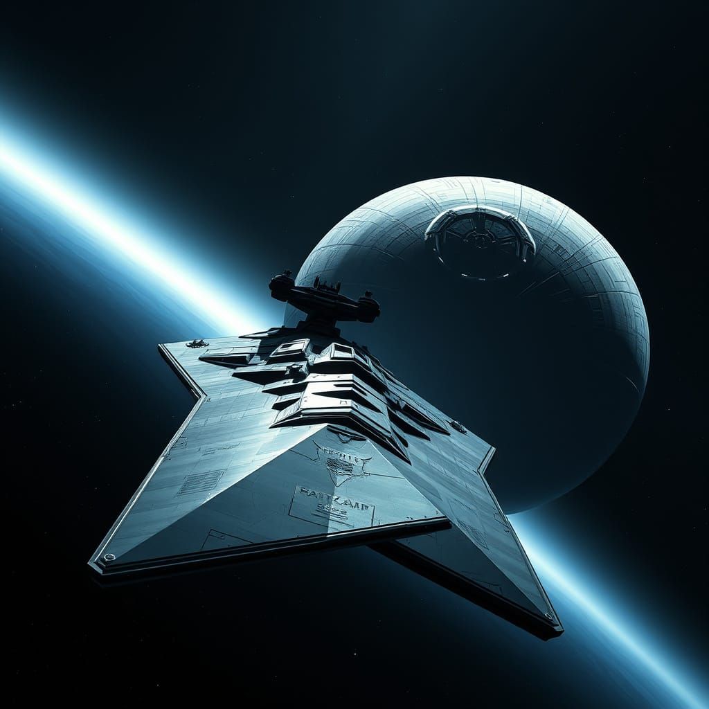 Imperial Era Star Destroyer and Death Star Confrontation