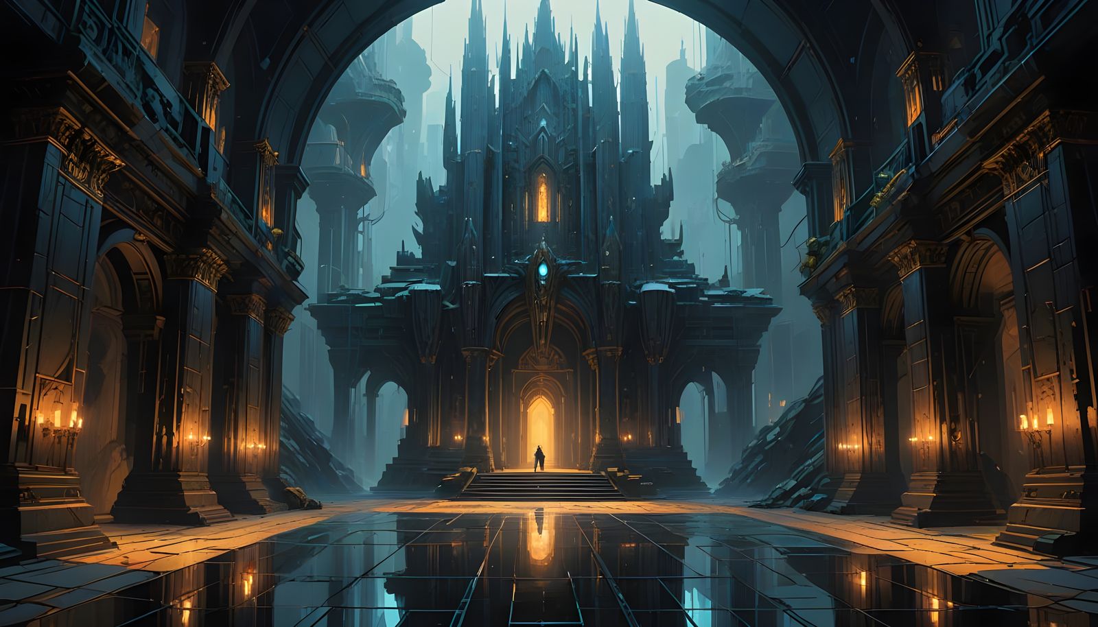 Ancient Crystal Fortress in Twilight Majesty