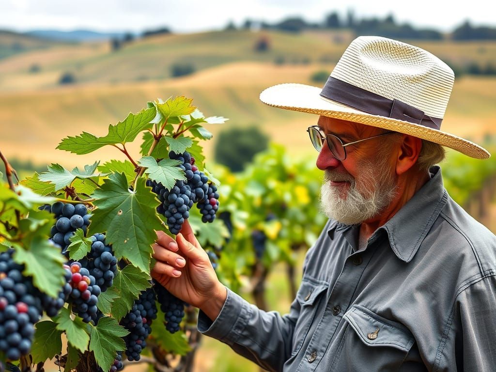 Vintage Gentleman Amidst Tuscany's Purple Harvest