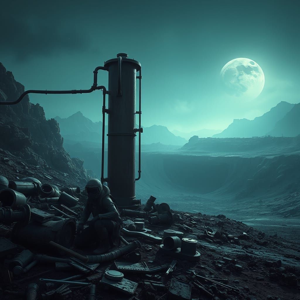 Post-Apocalyptic Scavenger in Industrial Twilight