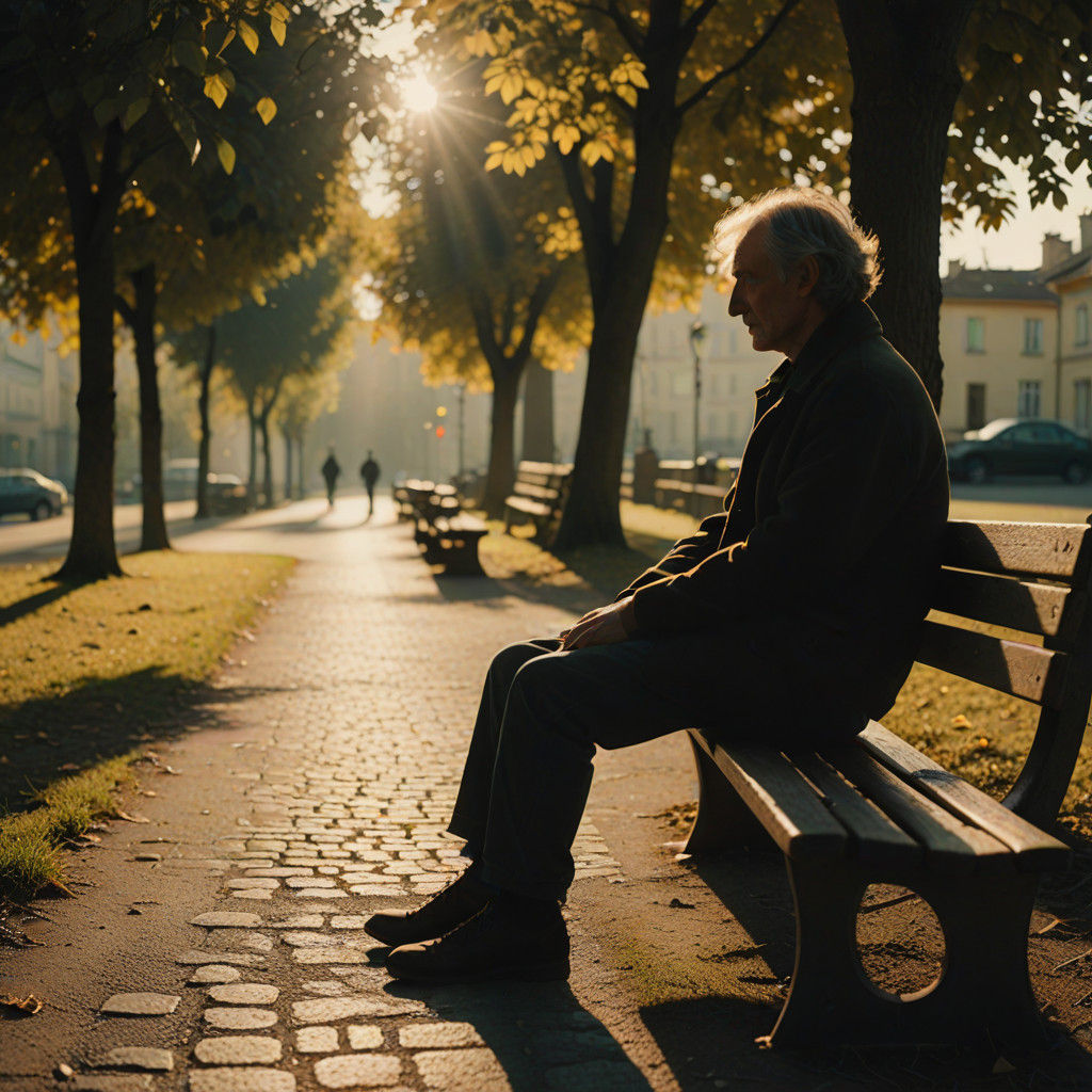A Lone Figure Waits in Soft Focus