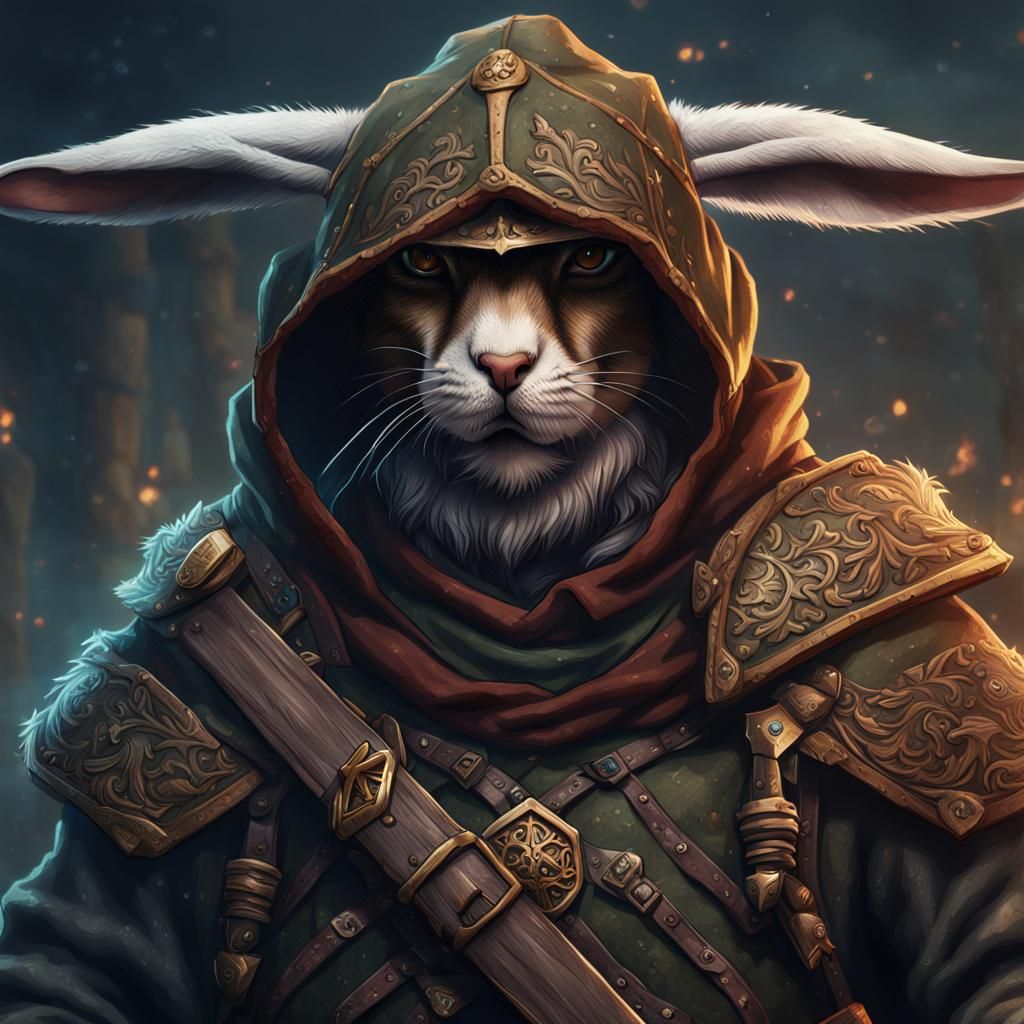 Rabbitfolk Mercenary Portrait: Fantasy Concept Art