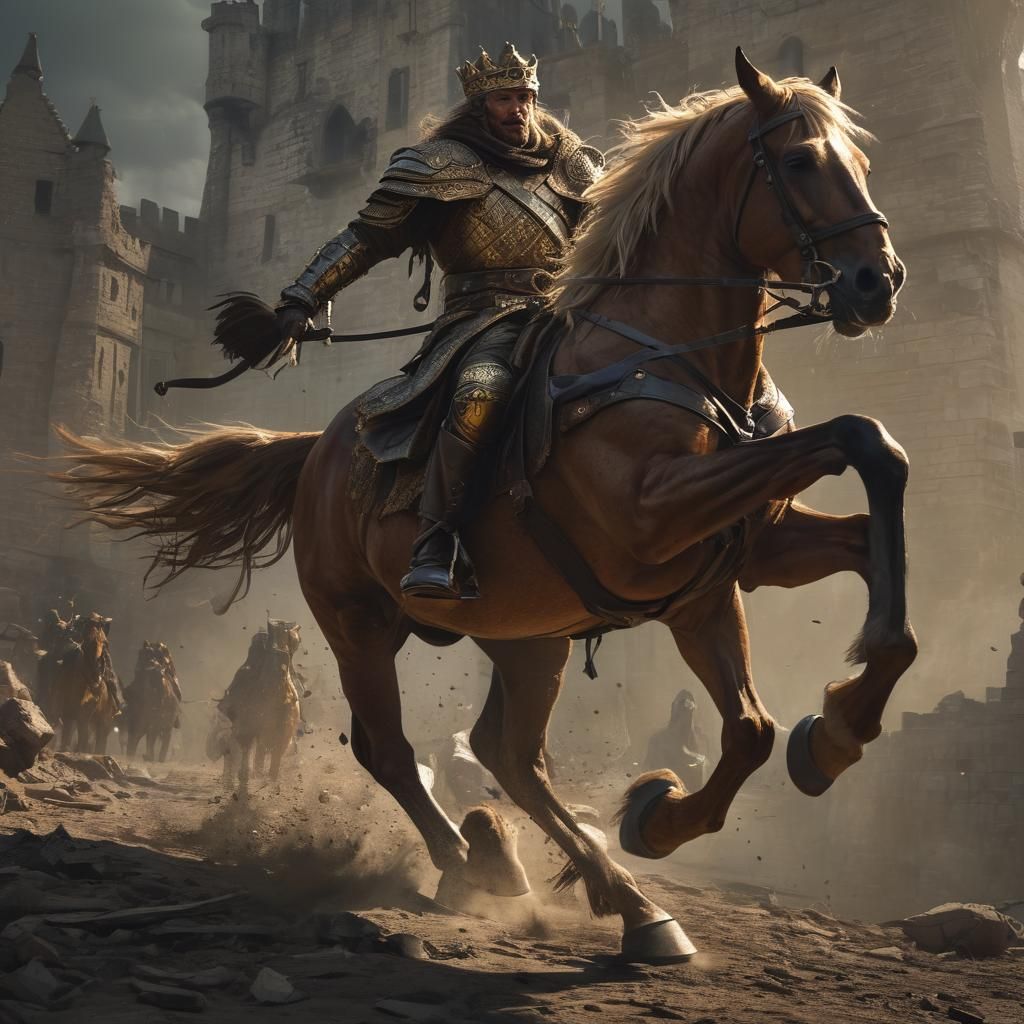 Humiliated King's Flight in Dark Fantasy Style