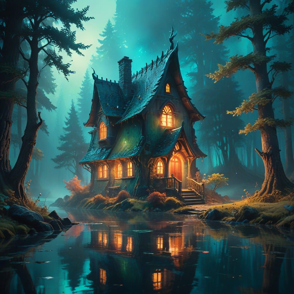 Whimsical Dreamhouse Amidst Enchanted Forest