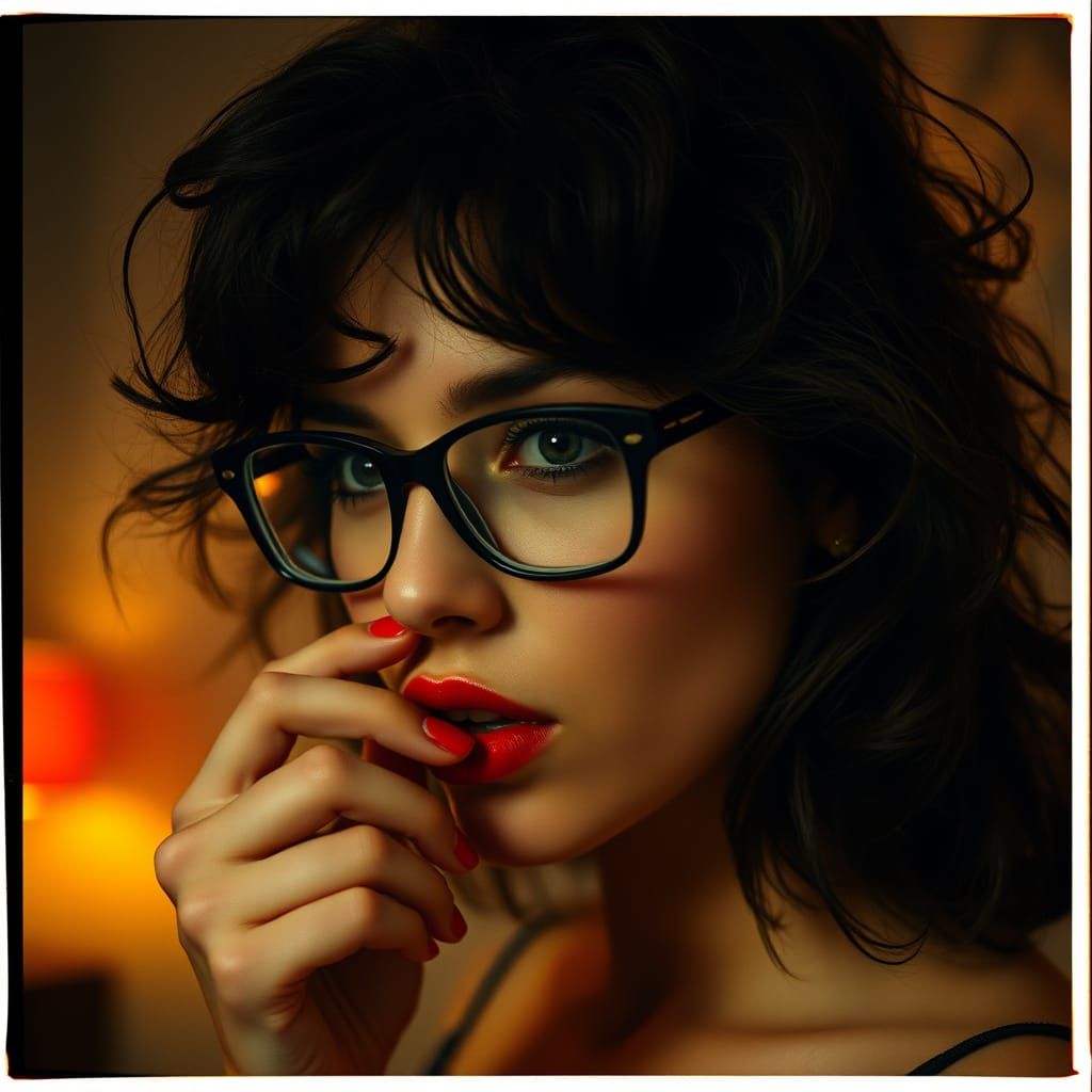 Cinematic Portrait of a Woman with Red Lips