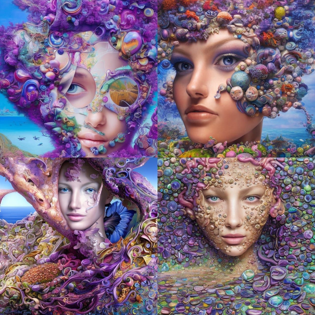 Iridescent Princess Portrait in Expressionist Style