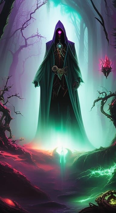 Lich Warlock in Retro Horrorcore Style