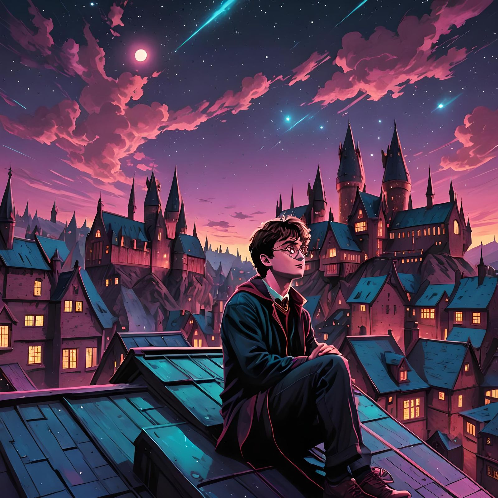 Harry Potter and the Synthwave Night Sky