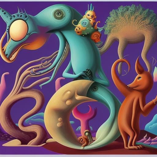 Weird Animals in Modern Surrealist Style