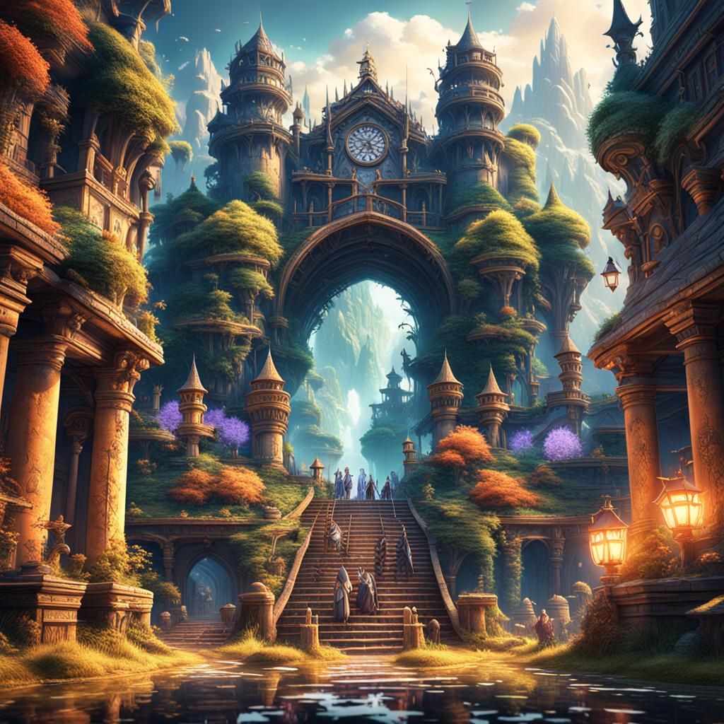 Detailed Fantasy World Concept Art in Deep Color