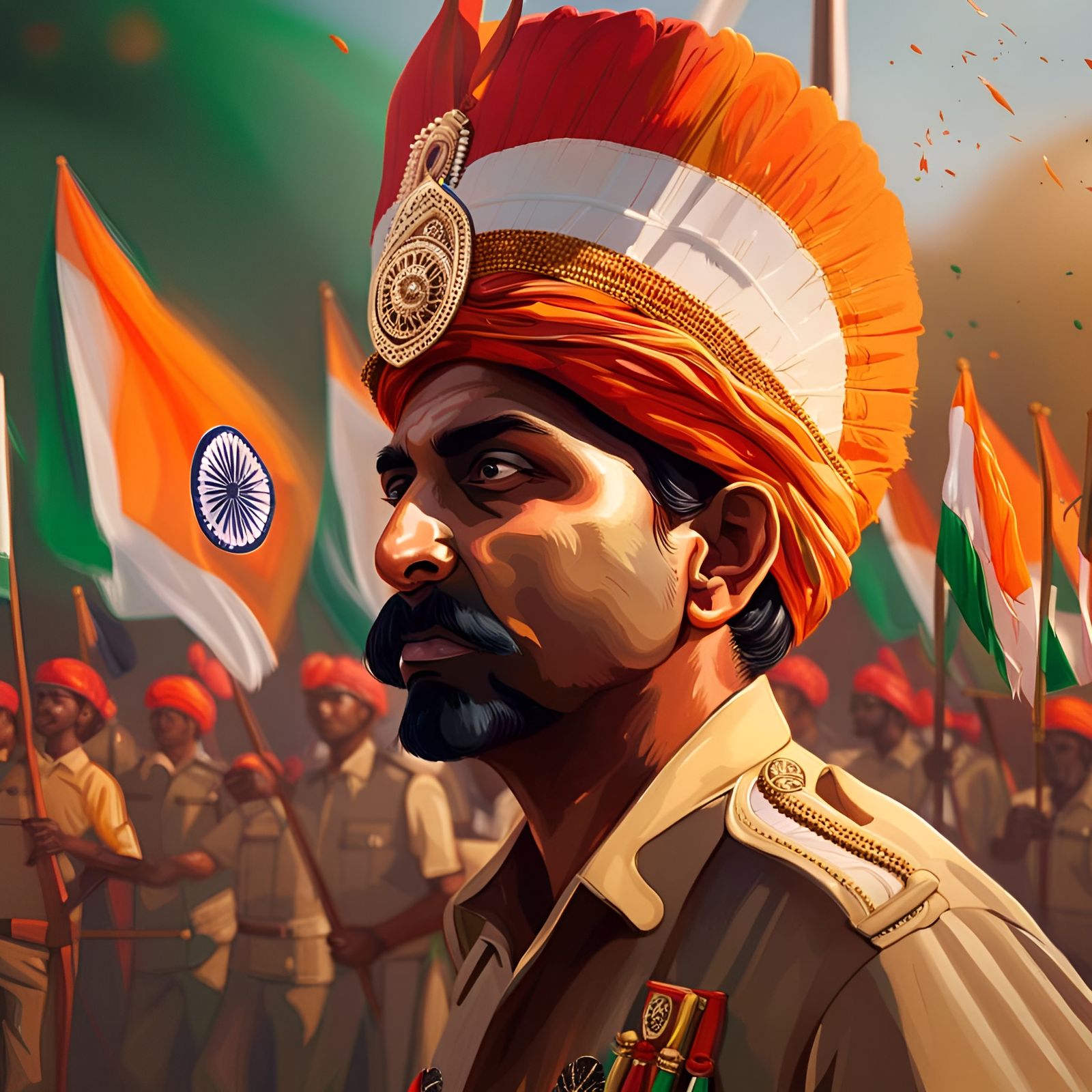Indian Republic Day Parade in Hyperrealistic Splash Art