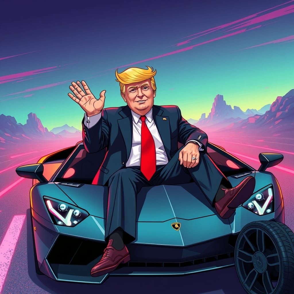 Confident Futuristic Businessman in a Lamborghini