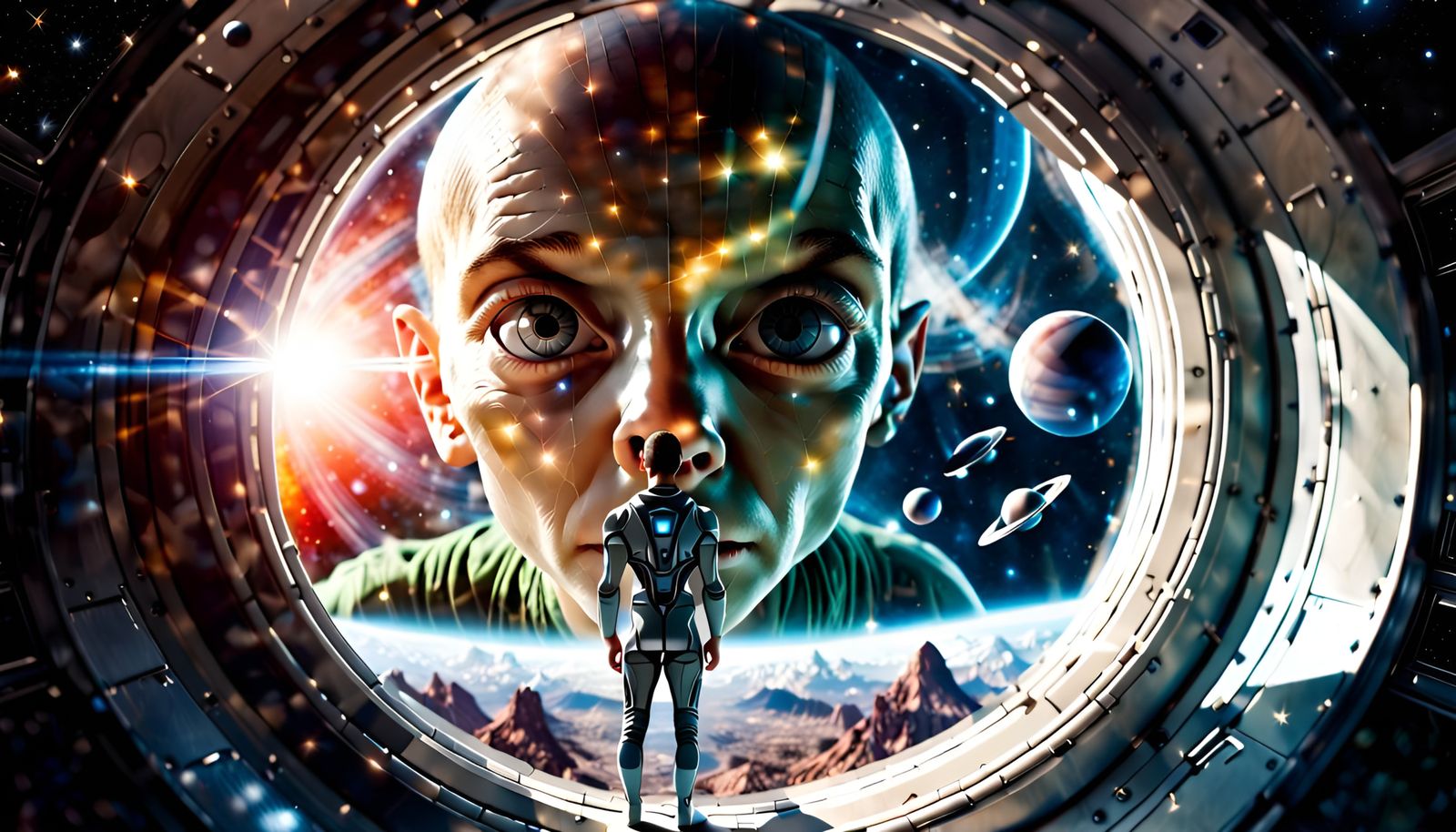 Dramatic Double Exposure: Human, Alien, and Universe