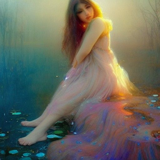 Crystalline Princess in Gouache and Watercolor Style