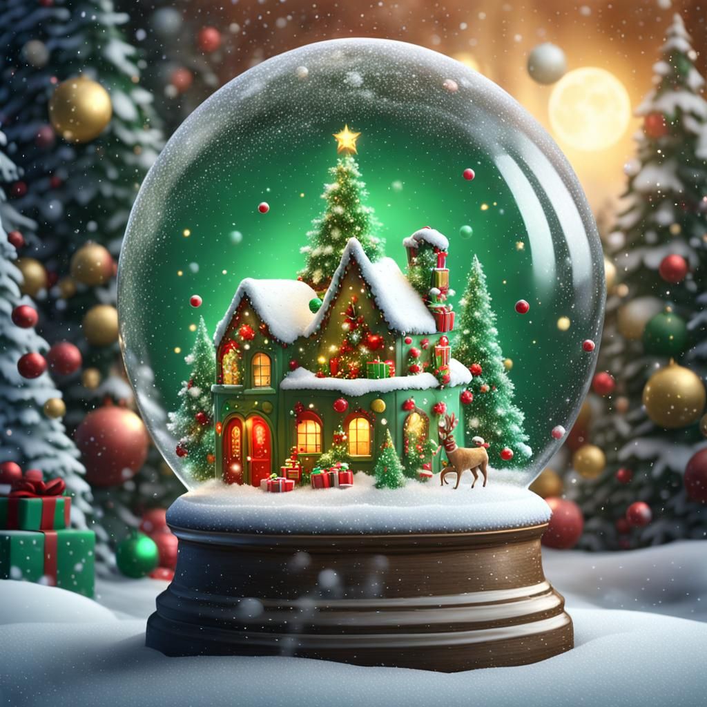 Christmas Snow Globe with Santa and Elves
