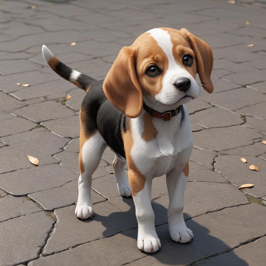 Cute Beagle Puppy in 3D Anime Style