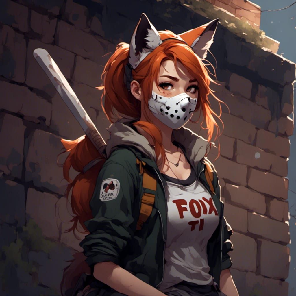 Adorable Fox-girl VIXEN, vigilantly in the city.