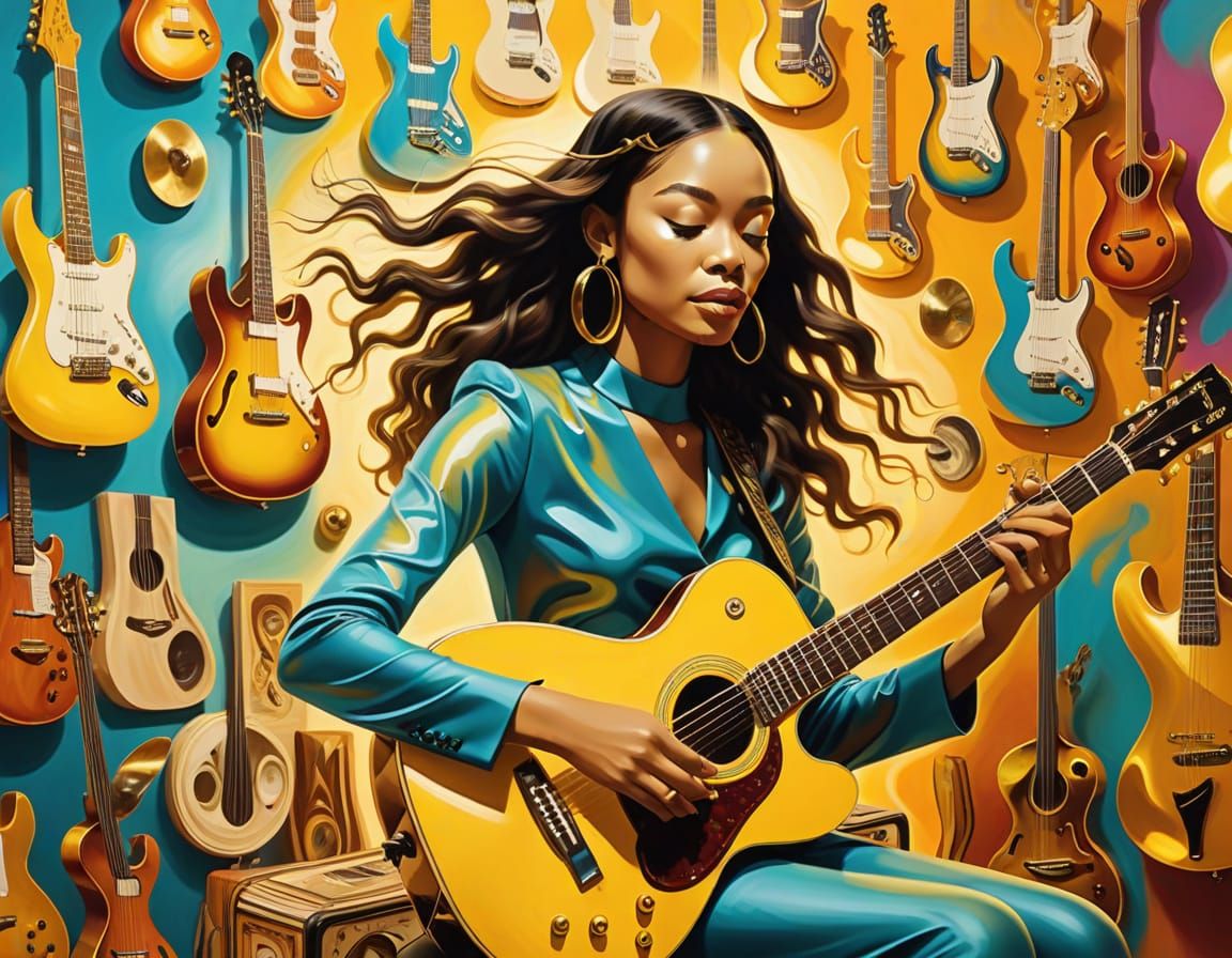 Surreal Musician in a Dali-esque Music Store