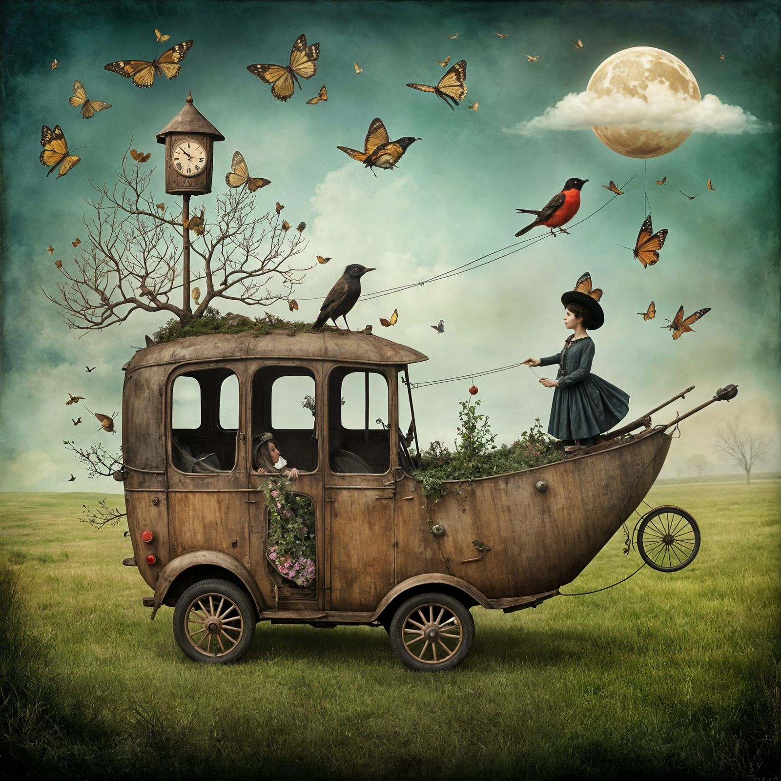 Whimsical Magical Realism Car by Catrin Welz-Stein
