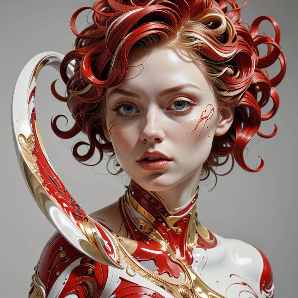 Reflected Glory: Hyperrealistic Expressive Sculpture in Red,...