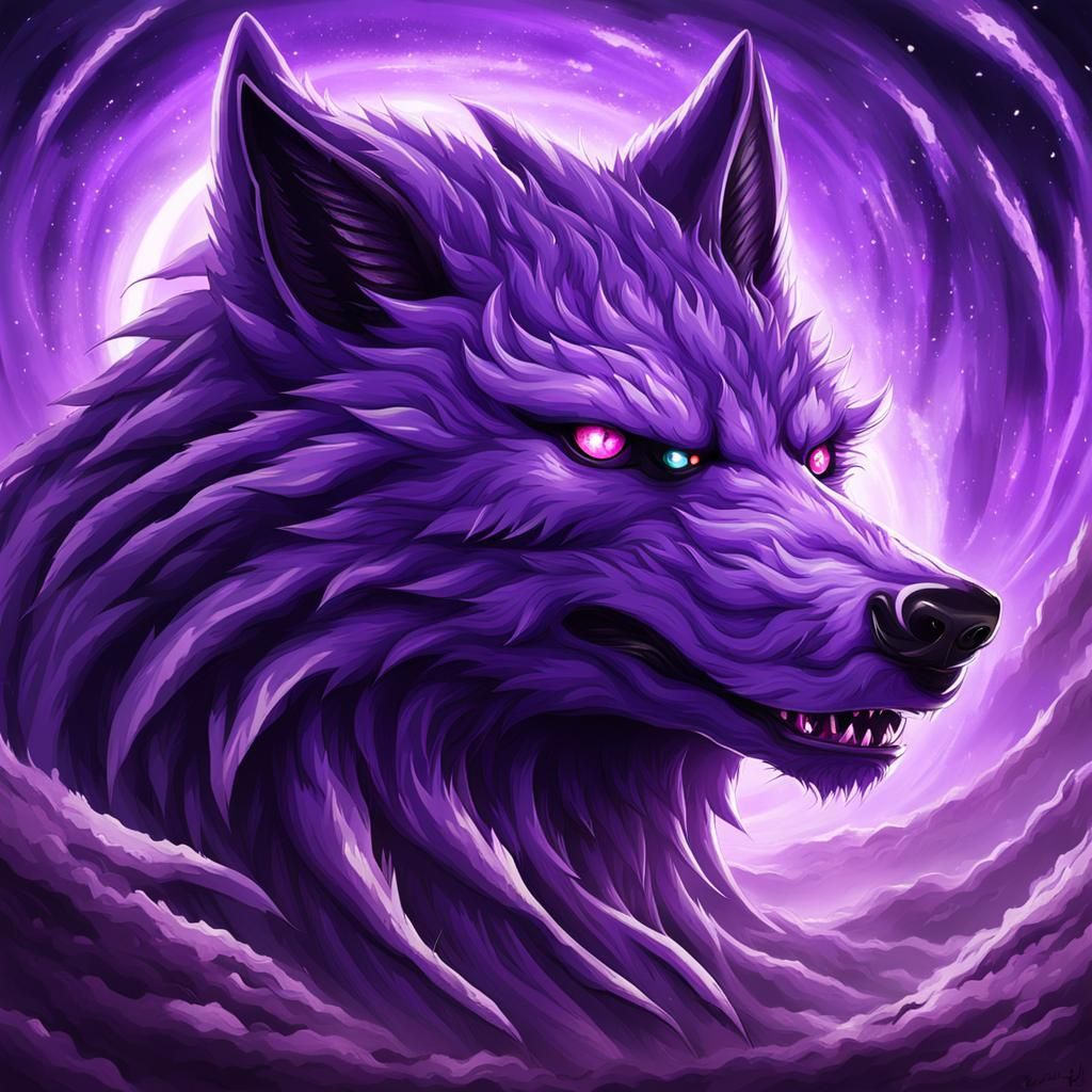 Purple Nine-Tailed Wolf Digital Art