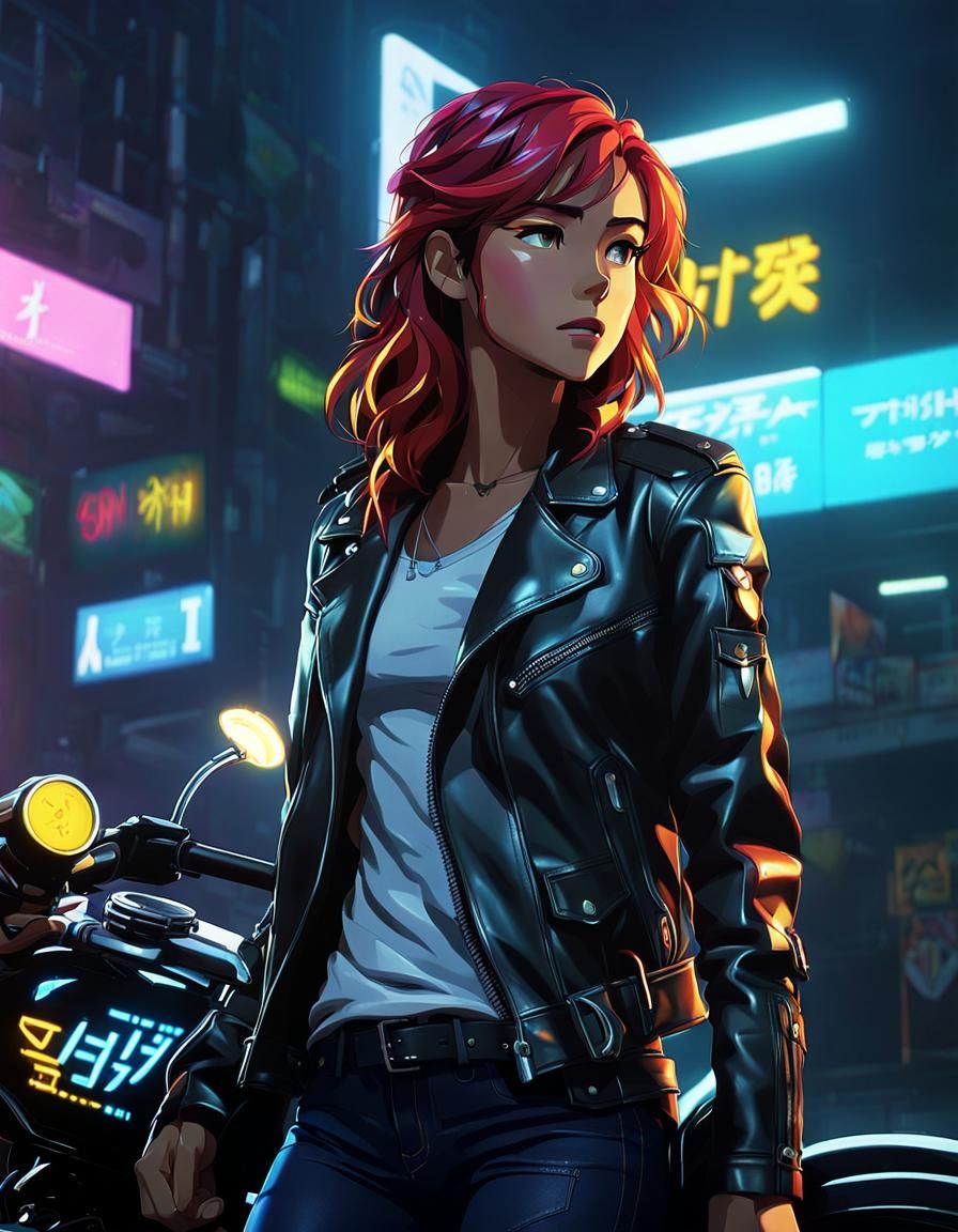 Sunset Shimmer in Cyberpunk Style Anime Key Visual