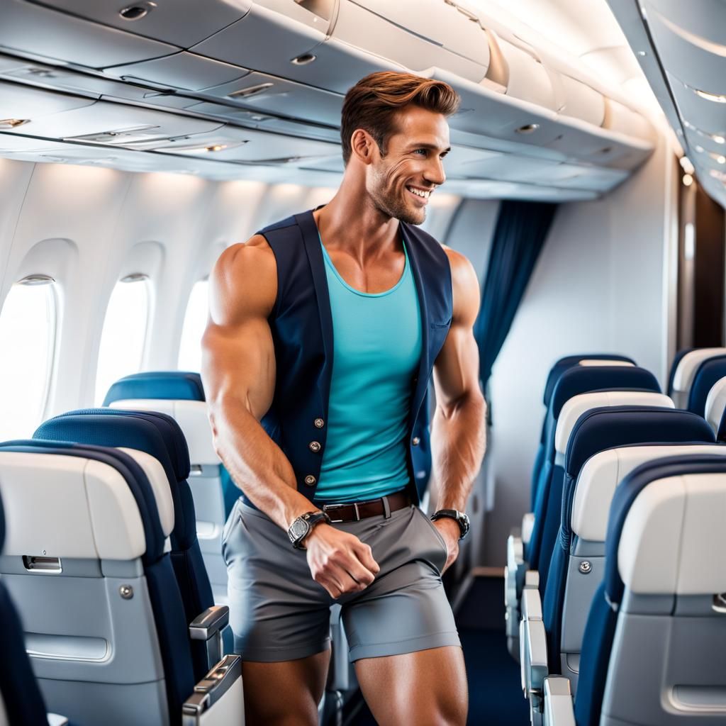 Flirting Flight Attendant Greets Passenger On Airplane