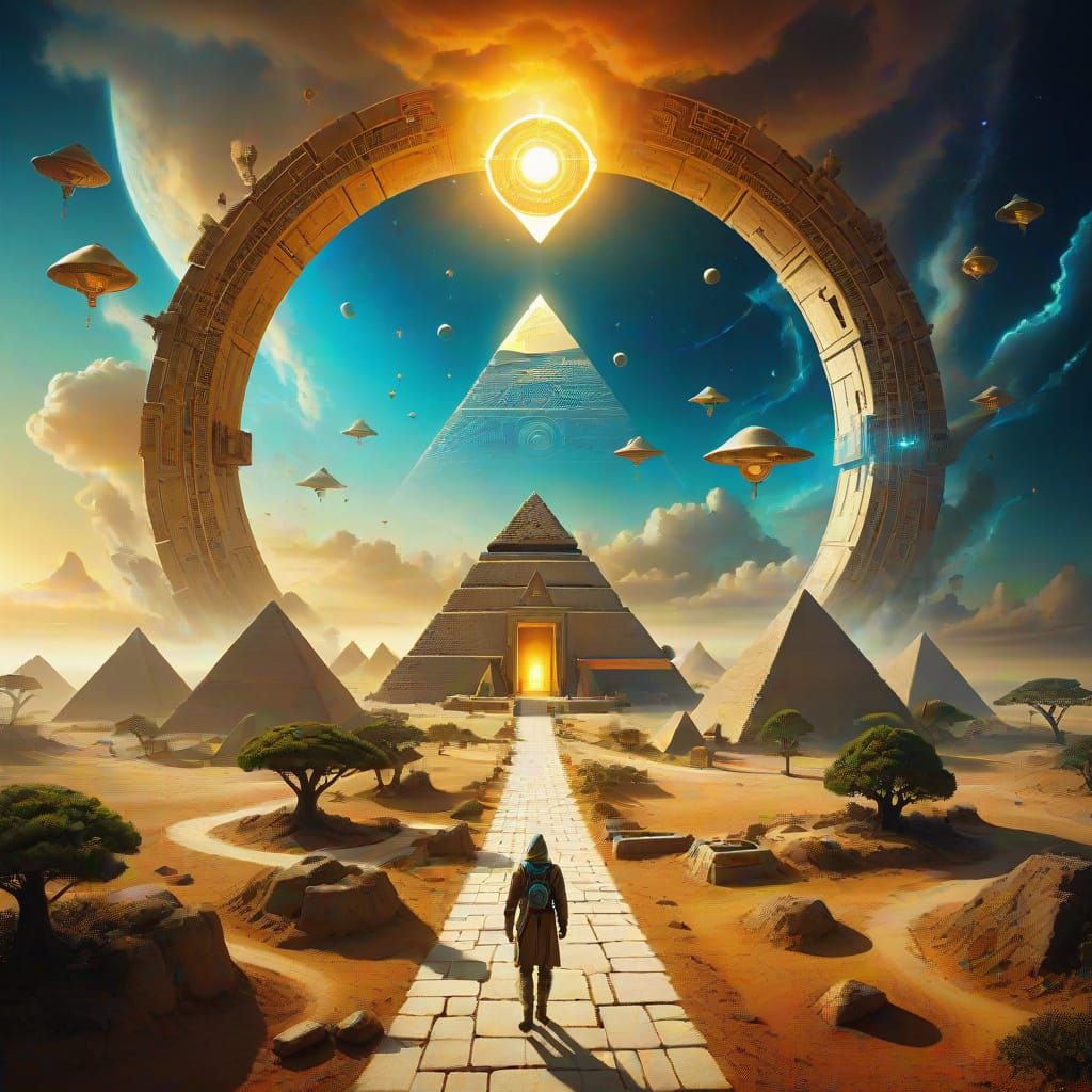 Surreal Stargate Dream within the Pyramid of Giza