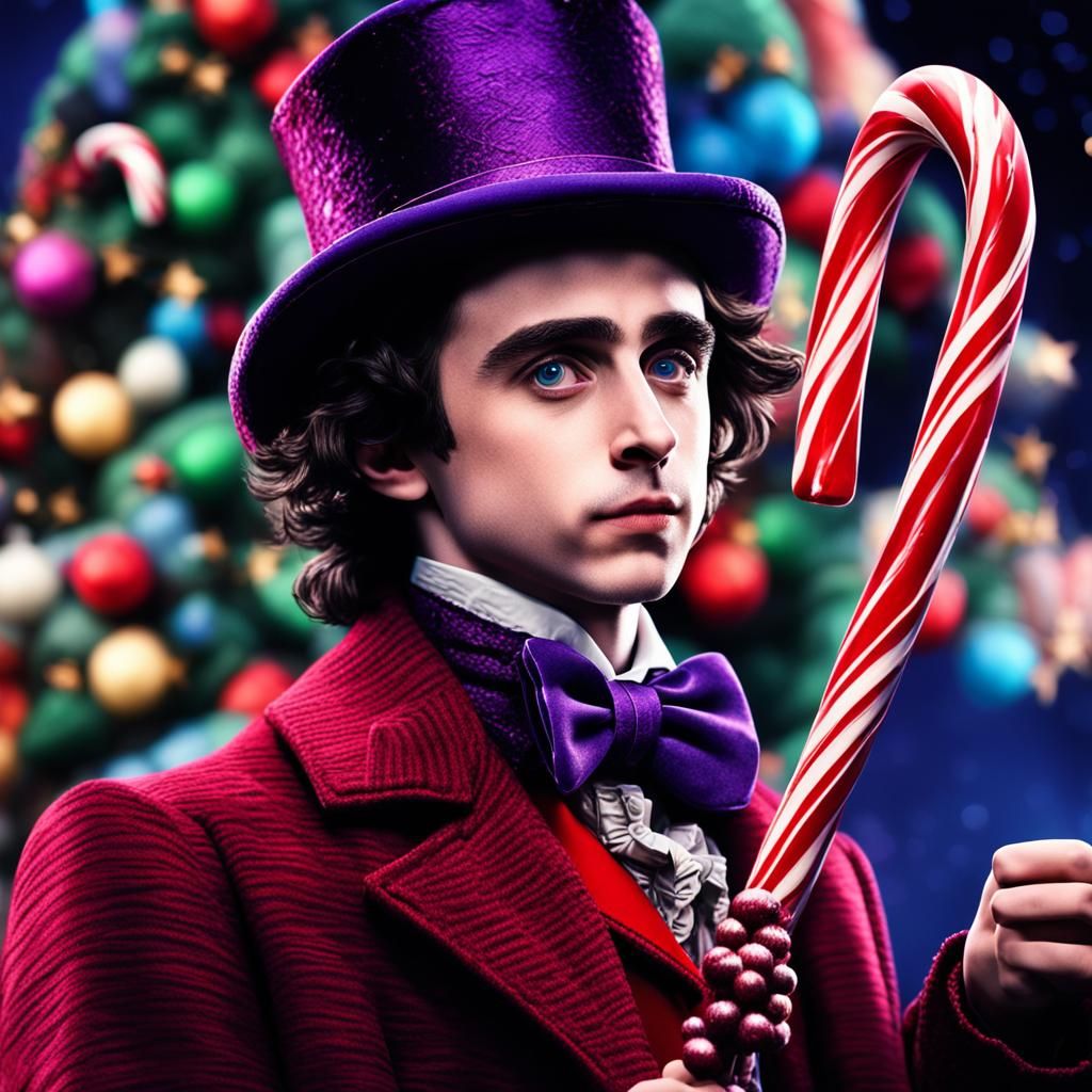 Hyperrealistic Timothee Chalamet as Wonka Portrait