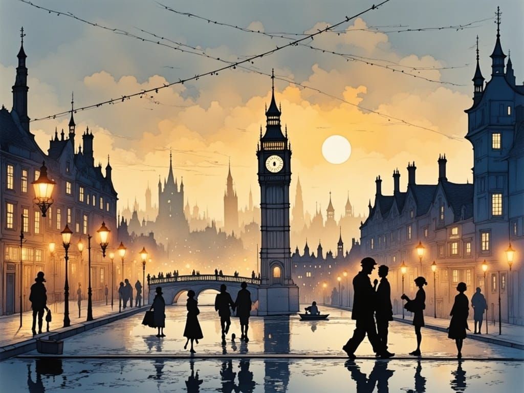 London Cityscape Illuminated by Soft Evening Light